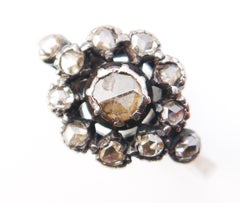 Antiker europäischer Halo Ring 1ctw Diamanten massiv 18K Gold Silber Ø US10.25 /4.6g