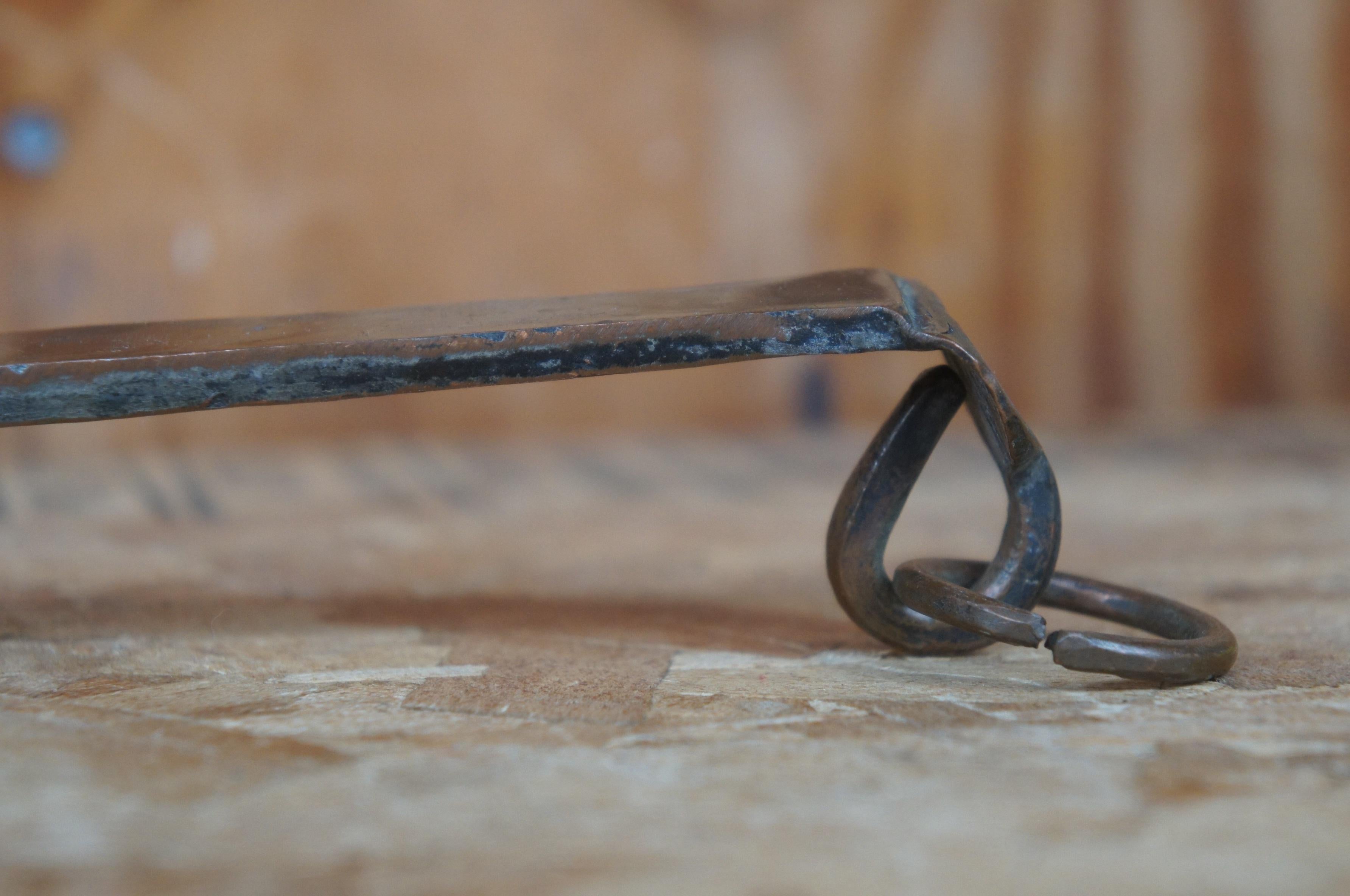 Rustic Antique European Hammered Copper Straining Spoon Ladel Skimmer Spatula