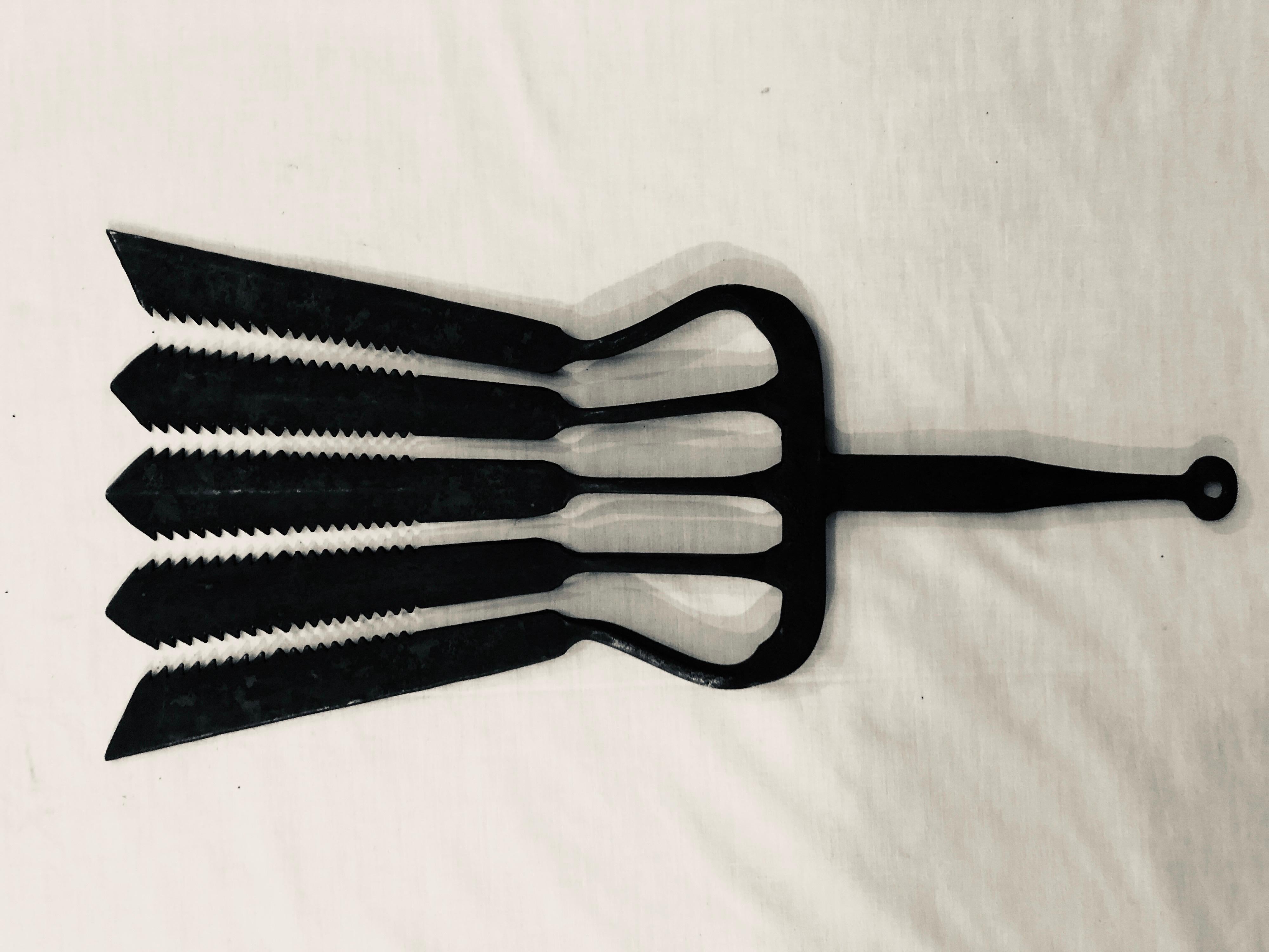 Folk Art Antique European Hand Forged Eel Spear Collection, Group of 7