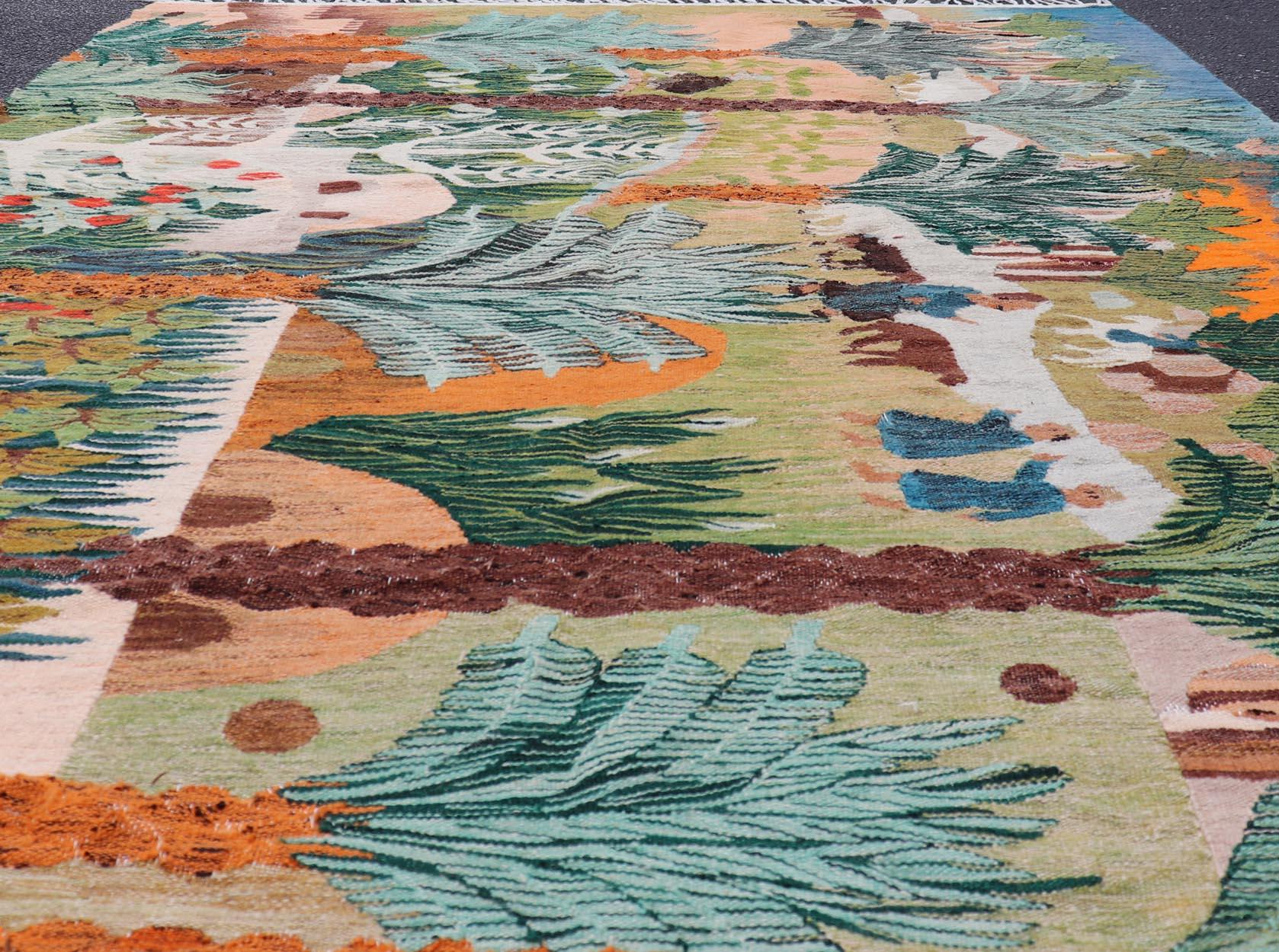 Ancienne tapisserie européenne tissée à la main représentant une palmeraie verdoyante 5'0 x 7'8 en vente 2