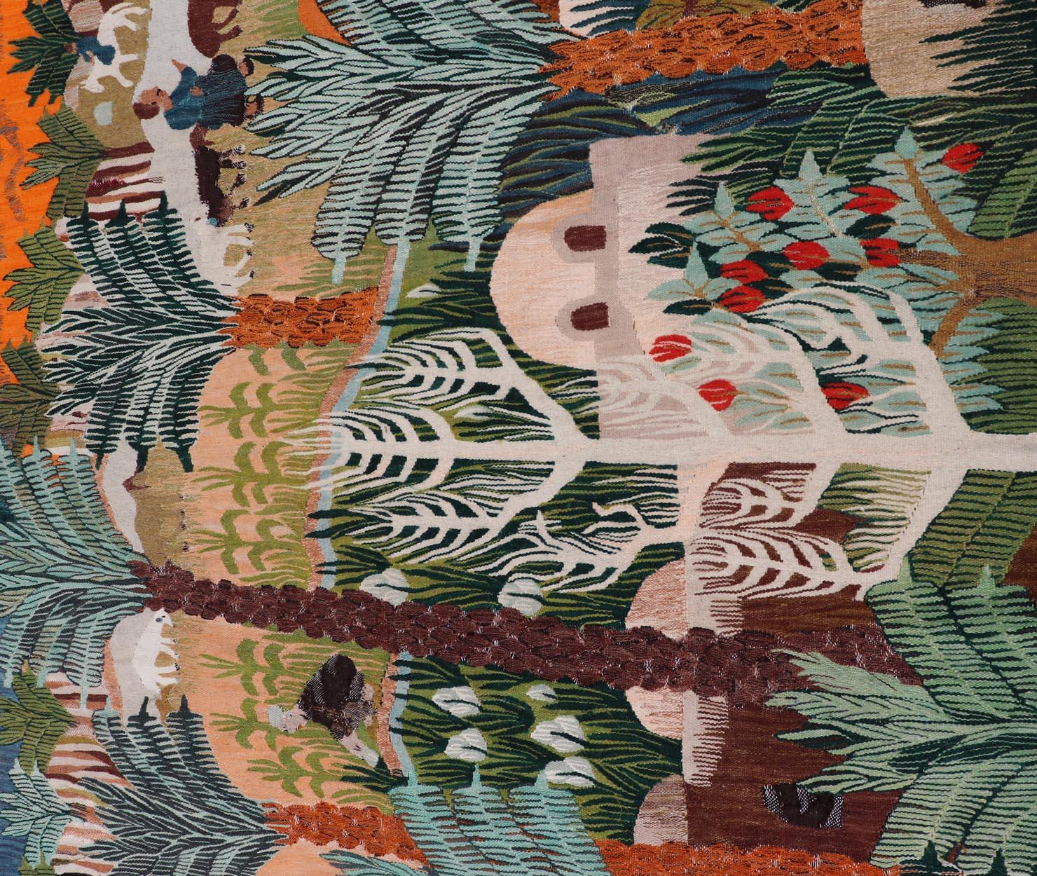 Ancienne tapisserie européenne tissée à la main représentant une palmeraie verdoyante 5'0 x 7'8 en vente 6