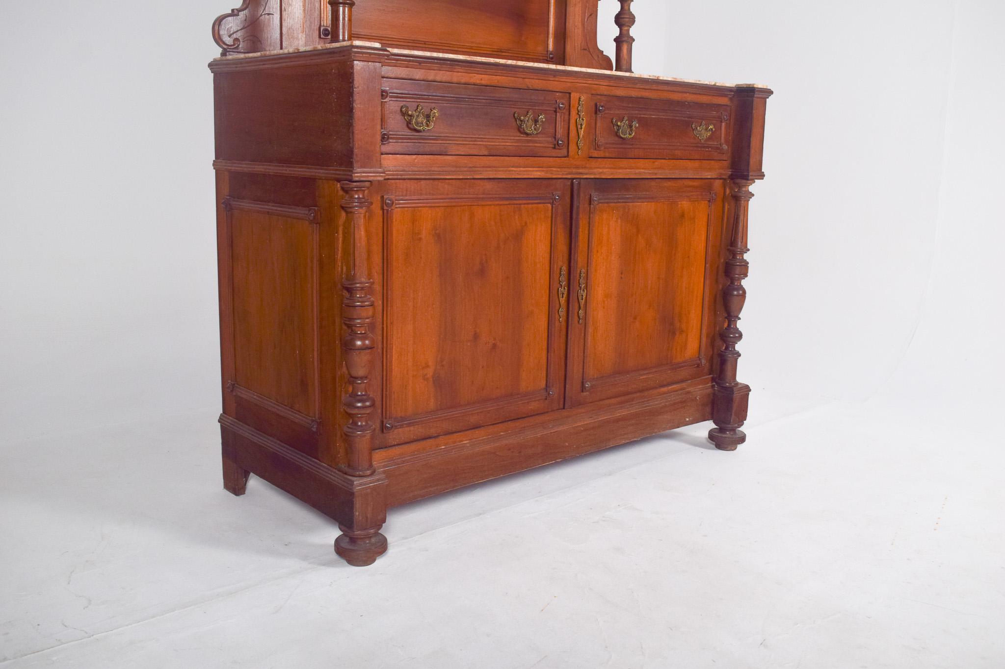 Marble Antique European Henry II-Style Sideboard For Sale