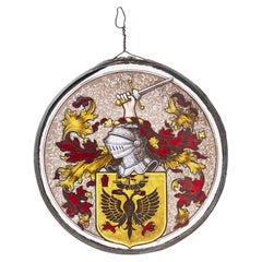 Antique European Heraldic Stained Glass Roundel
