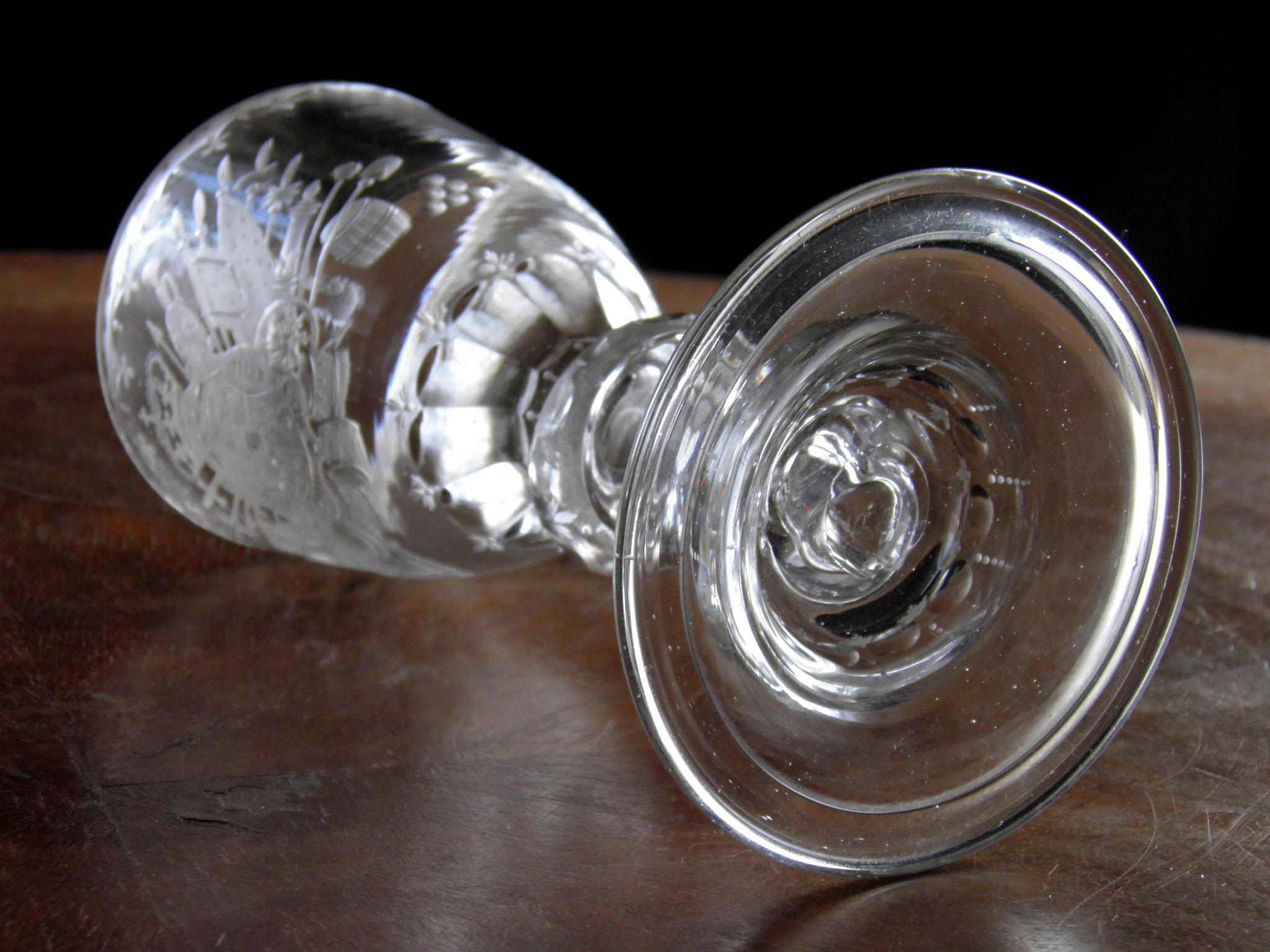 Antique European Historical Crystal Glass Goblet Augustus Rex, 18th Century 5