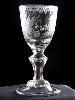 Antique European Historical Crystal Glass Goblet Augustus Rex, 18th Century