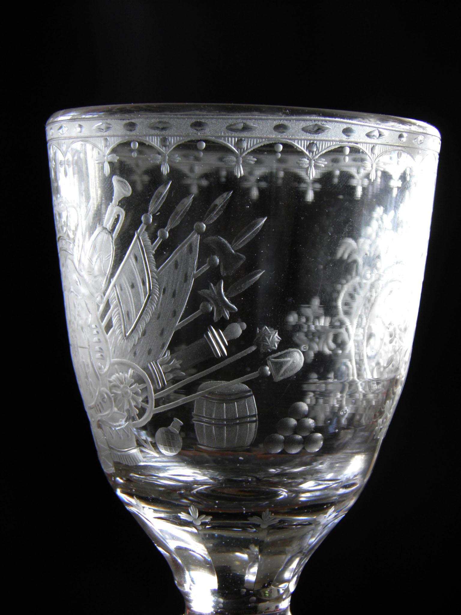 Antique European Historical Crystal Glass Goblet Augustus Rex, 18th Century 1