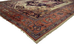 Antique European Hook Rug in Traditional Persian Serapi Design