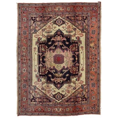 Antique European Hook Rug in Traditional Persian Serapi Design