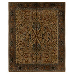 Antique European Hooked Rug in Gold, Brown and Floral Patterns by Rug 
Kilim