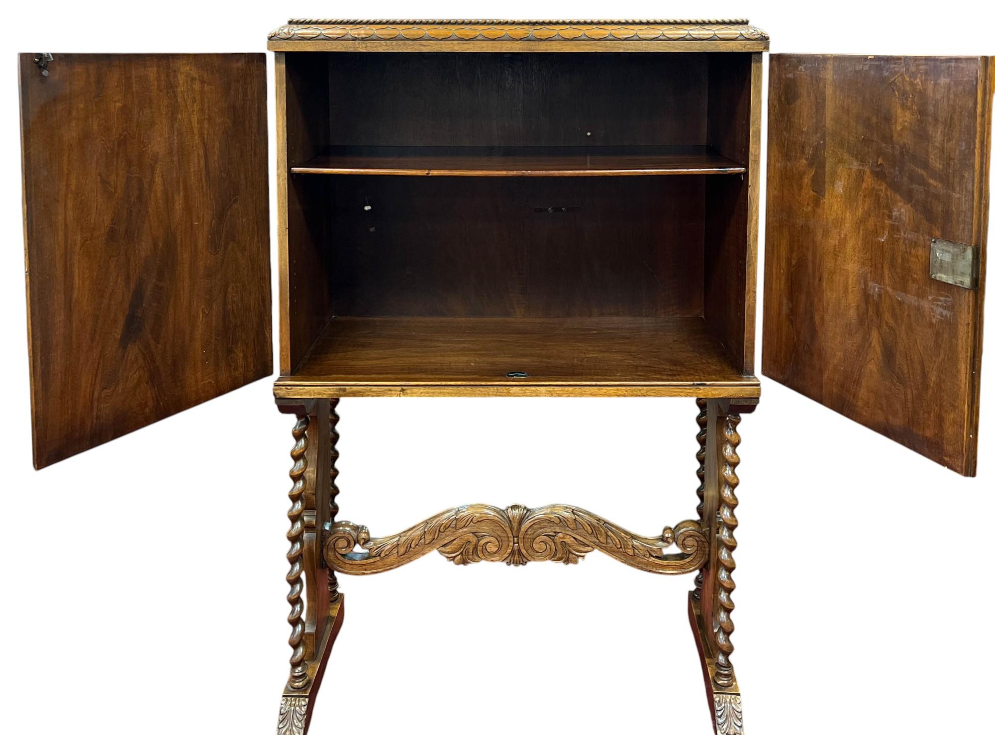 Antique European Iberian Cabinet with Barley Twist Legs For Sale 5