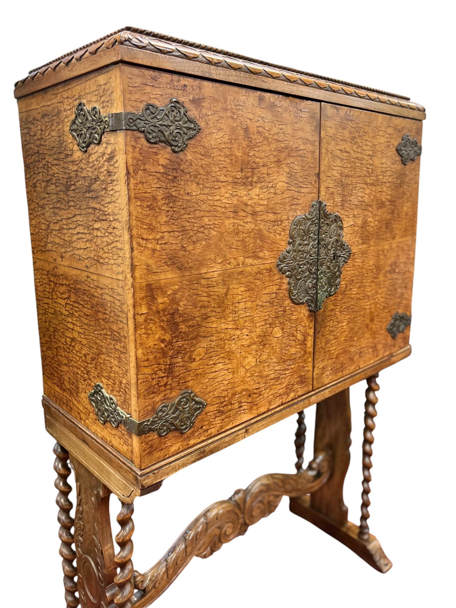 Antique European Iberian Cabinet with Barley Twist Legs For Sale 1