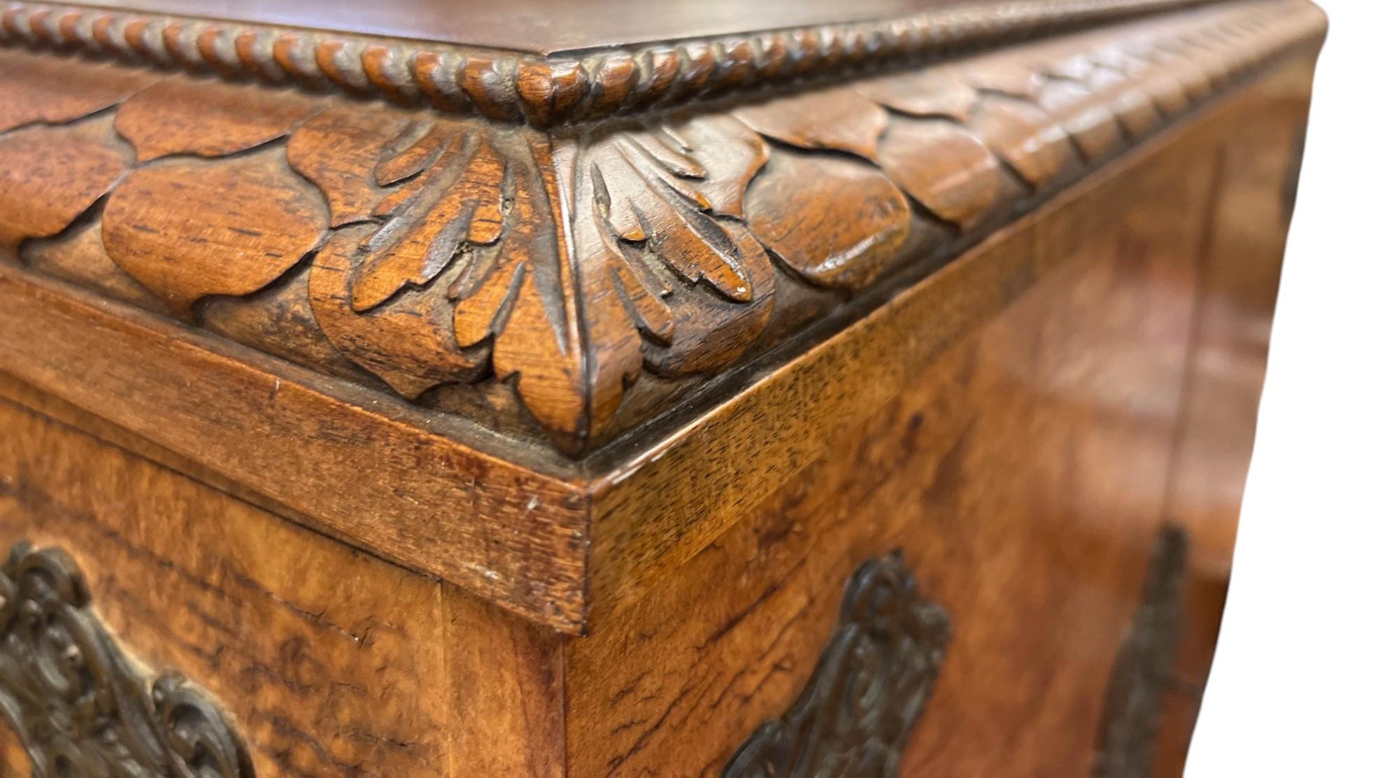 Burl Antique European Iberian Cabinet with Barley Twist Legs For Sale