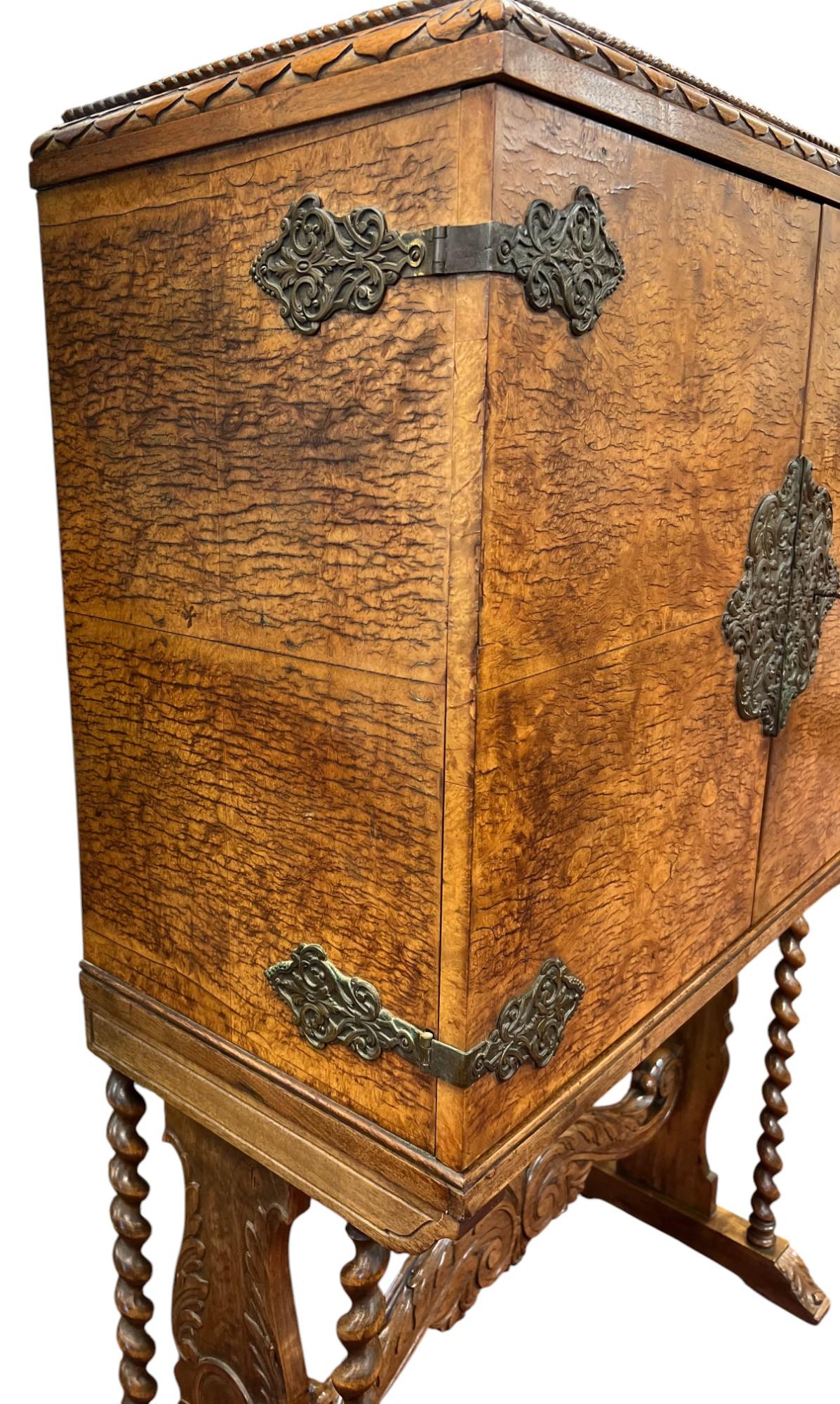 Antique European Iberian Cabinet with Barley Twist Legs For Sale 3