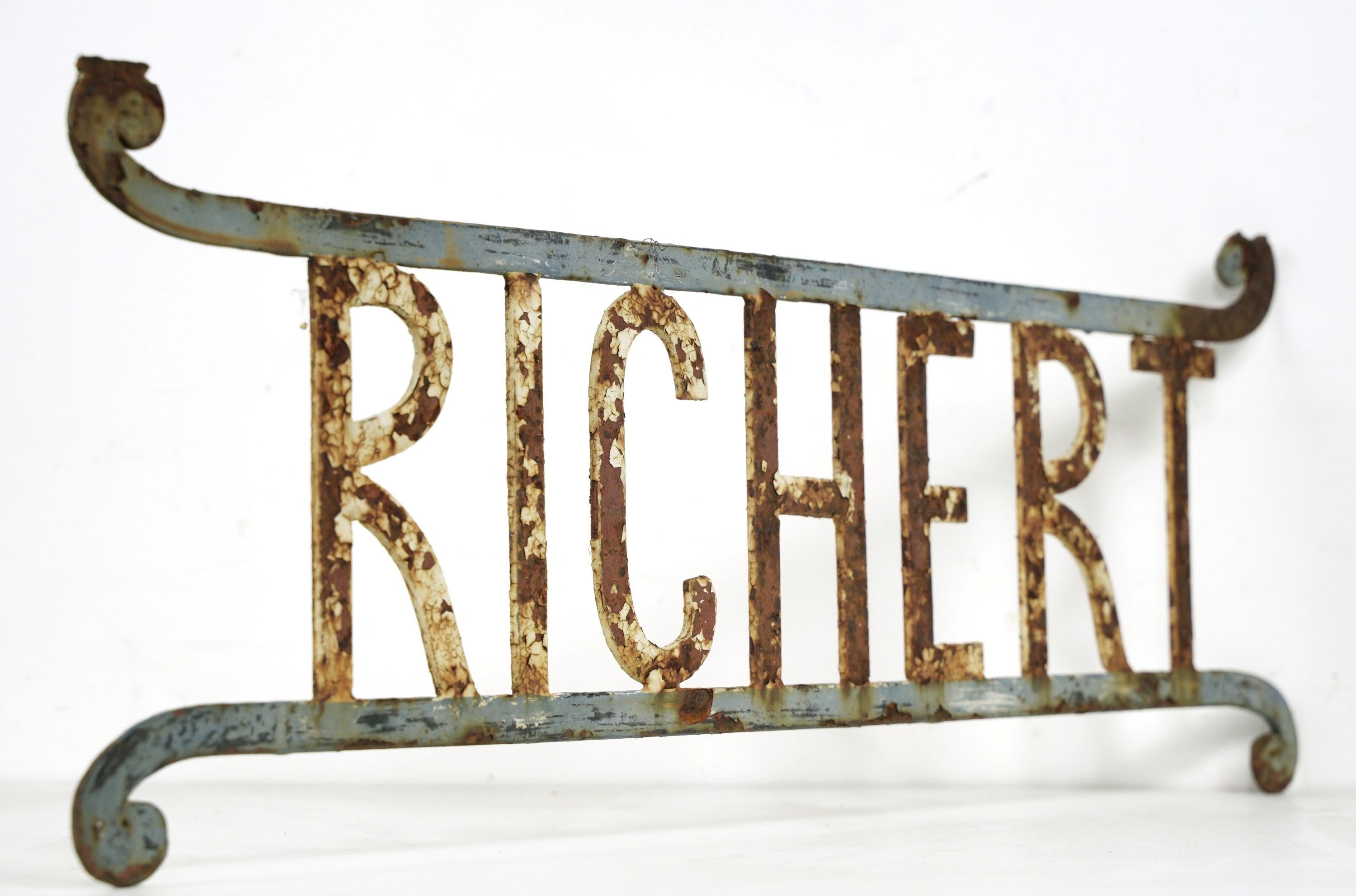 Antique European Iron Richert Advertising Sign For Sale 2
