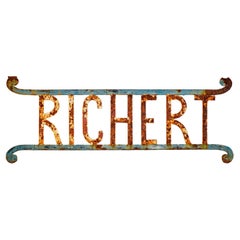 Antico cartello pubblicitario europeo in ferro Richert
