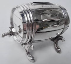 Antique European Judaica Silver Novelty Barrel Tzedakah Poor Box