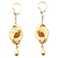 Antike europäische Knoten-Ohrringe aus massivem 18K Gold / 5.1gr