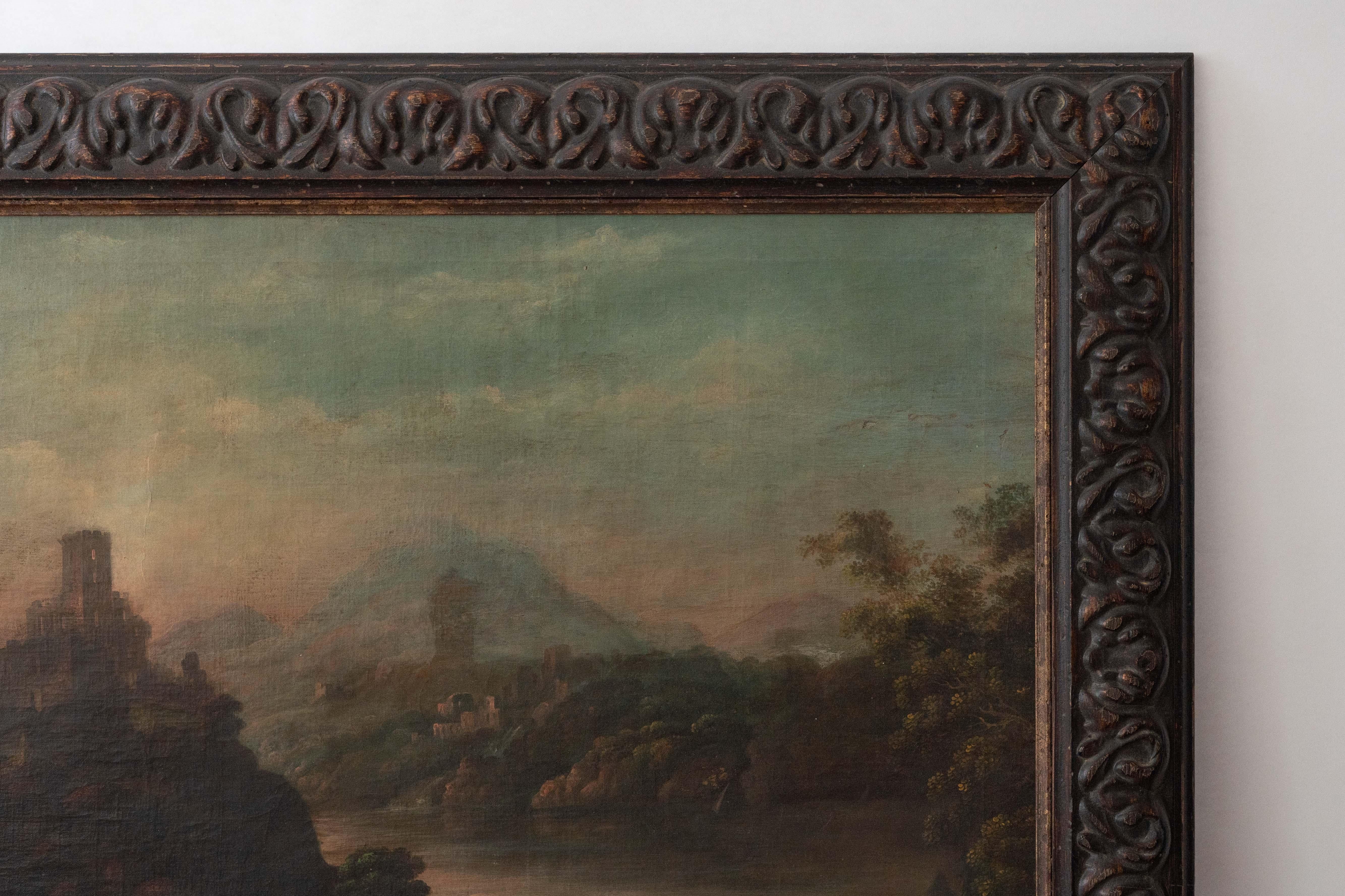 Antique European Landscape Painting In Good Condition For Sale In Cambridge, US