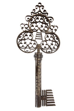 Antique European Locksmith’s Trade Sign in the Form of a Key, 40"H