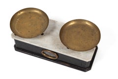 Antique European Marble Top Apothecary Scale, late 19th Century