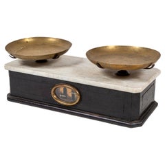 Antique European Marble Top Apothecary Scale, late 19th Century