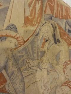 Antique European Market Scene Tapestry