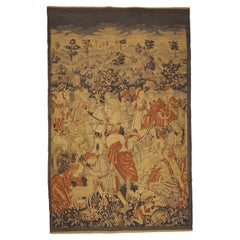 Antique European Market Scene Tapestry