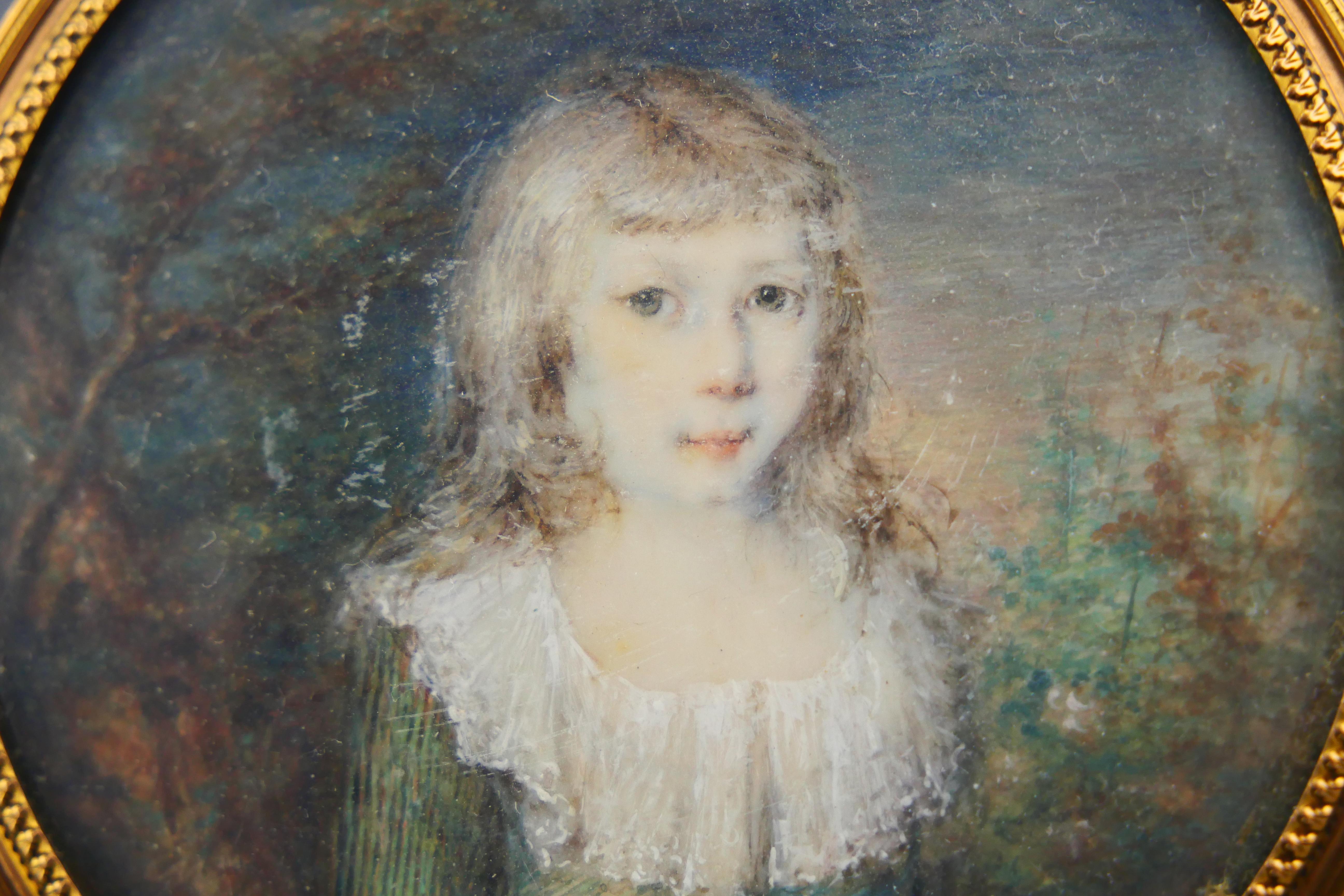 Regency Antique European miniature Painting Portrait of a Boy For Sale