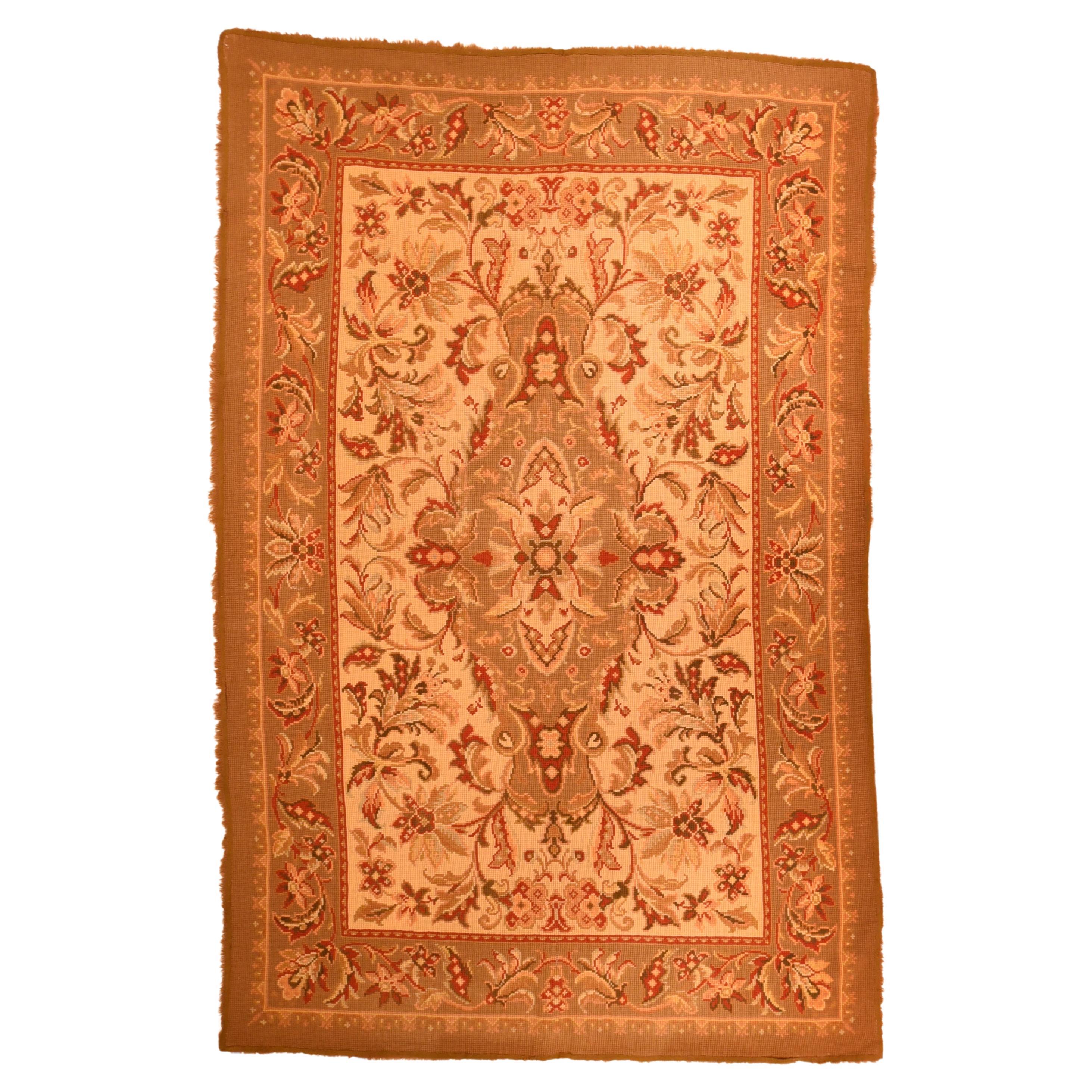 Antique European Needle Point Rug 4'9'' x 7'6''