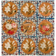 Antique 19th Century English Victorian Needlepoint Carpet ( 6' x 6' - 185 x 185 )