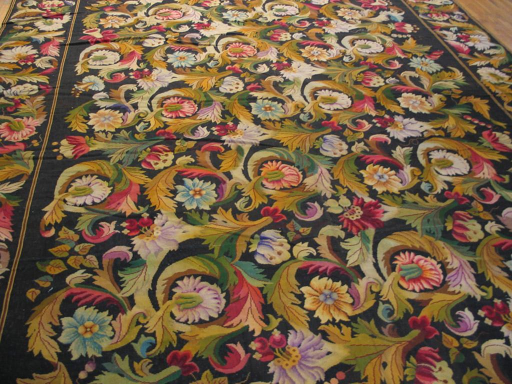 Wool Late 19th Century French Needlepoint Carpet ( 10'6