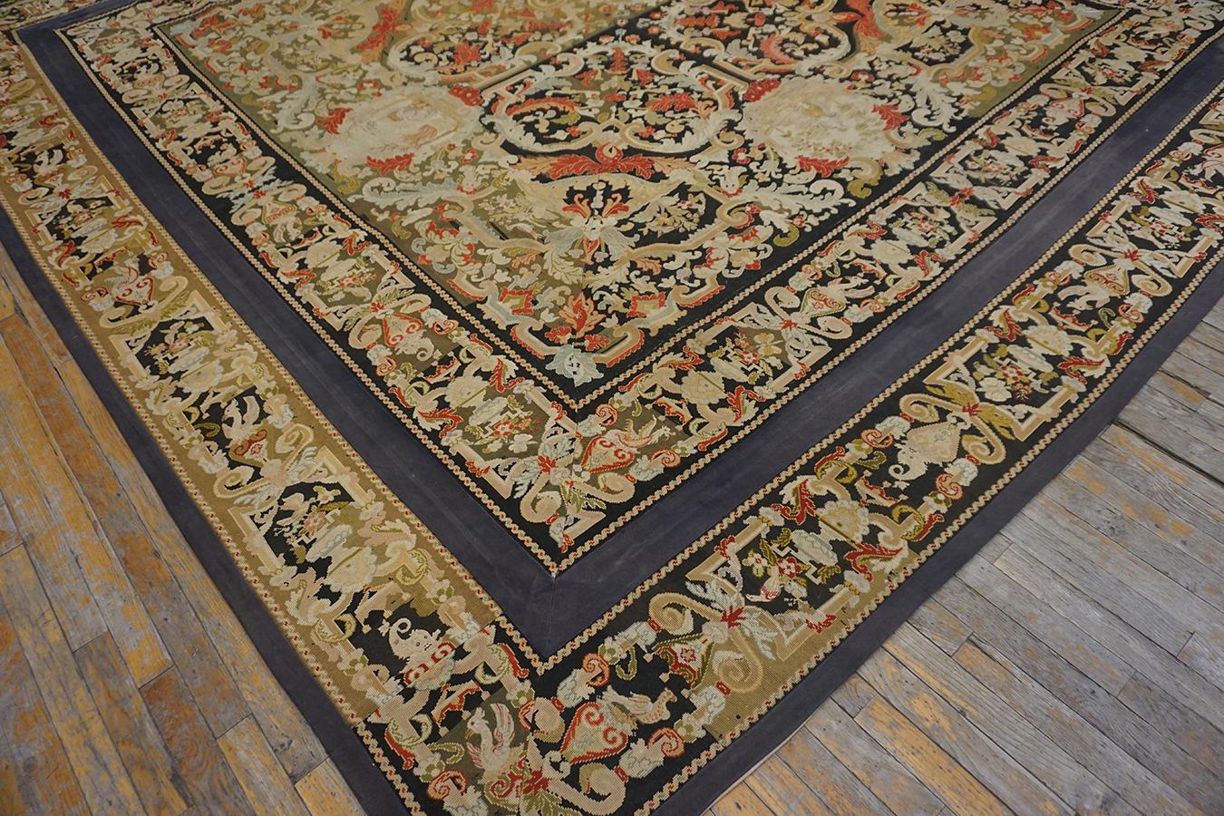 Late 19th Century 19th Century French Needlepoint Carpet ( 11' x 11' - 335 x 335 ) For Sale