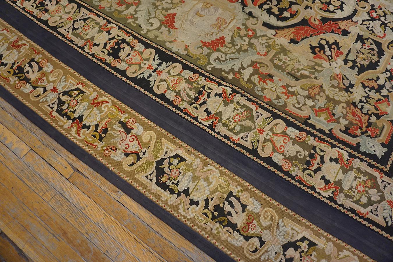 19th Century French Needlepoint Carpet ( 11' x 11' - 335 x 335 ) For Sale 1