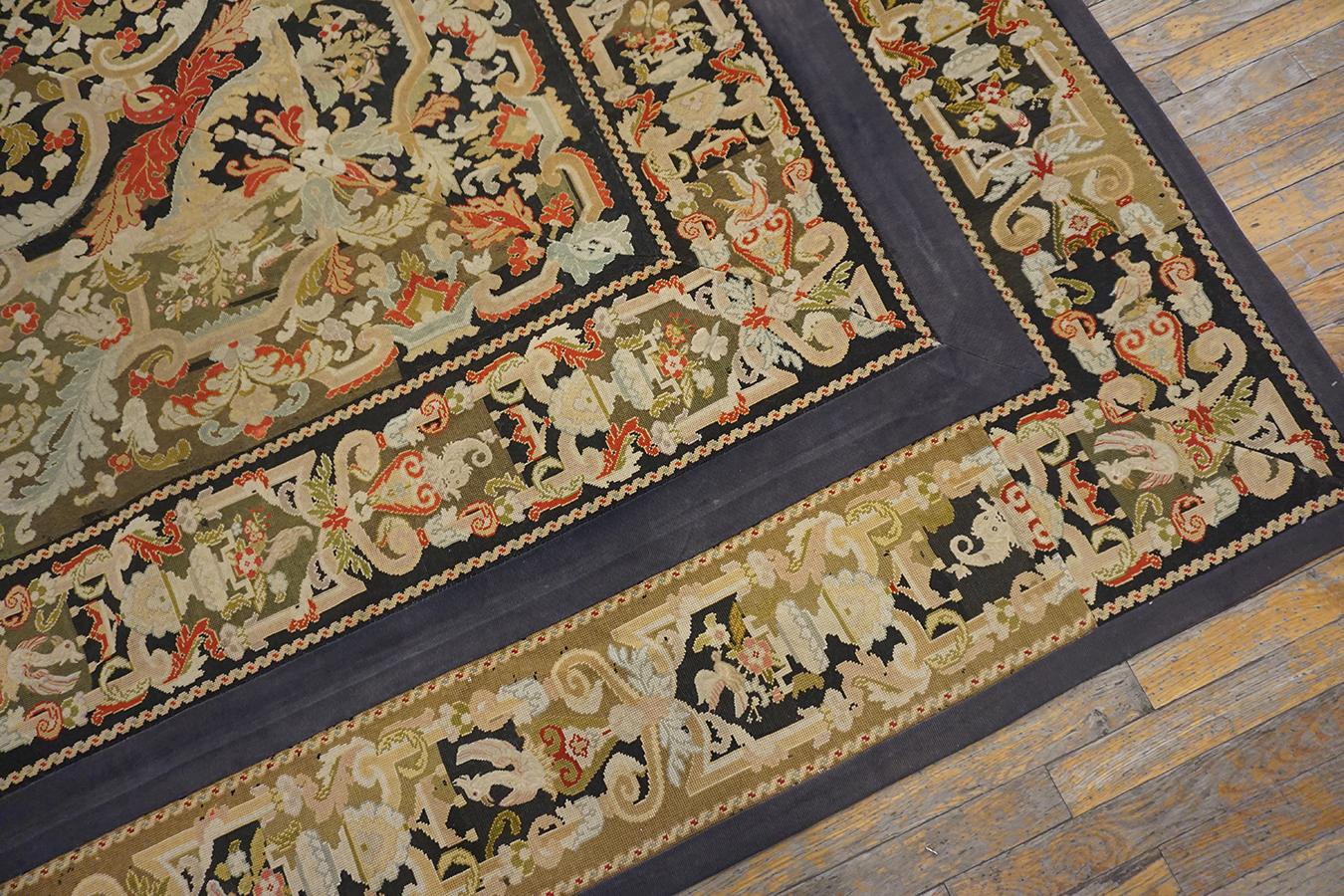 19th Century French Needlepoint Carpet ( 11' x 11' - 335 x 335 ) For Sale 2