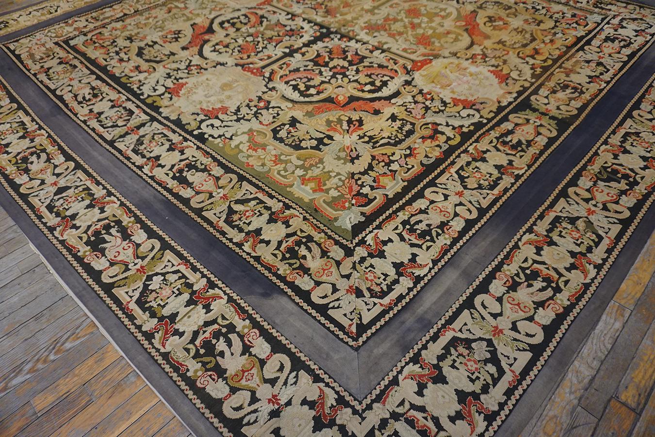 19th Century French Needlepoint Carpet ( 11' x 11' - 335 x 335 ) For Sale 4