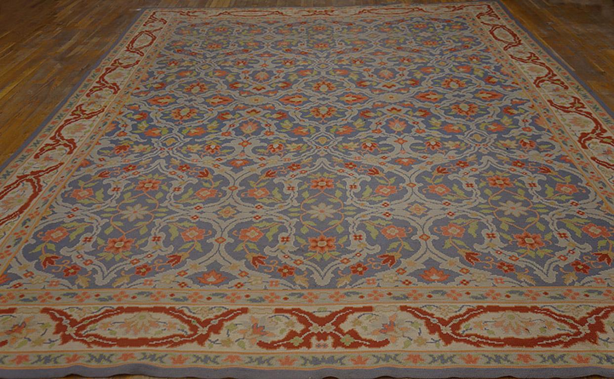 Antique European needlepoint rug. Size: 11'6