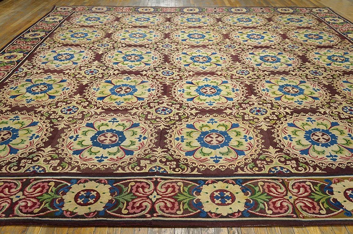 Antiker europäischer Gobelinstickerei-Teppich 3,66 m x 4,66 m (Französisch) im Angebot