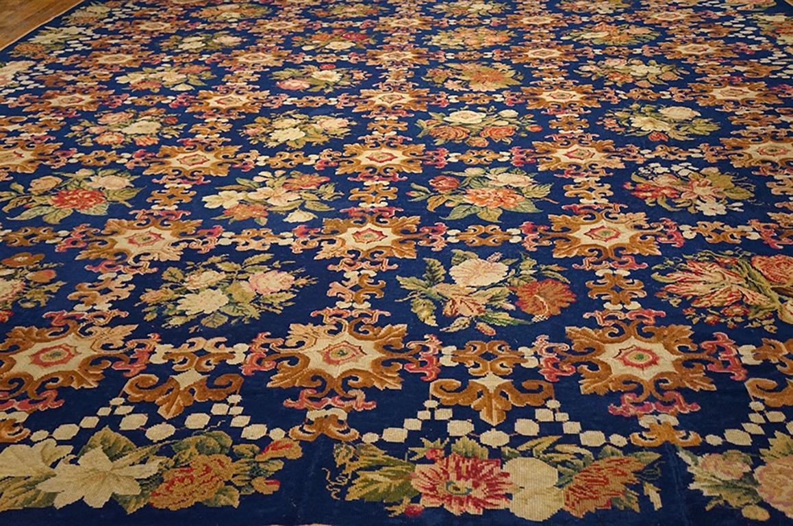 Antique European needlepoint rug, size: 13'6