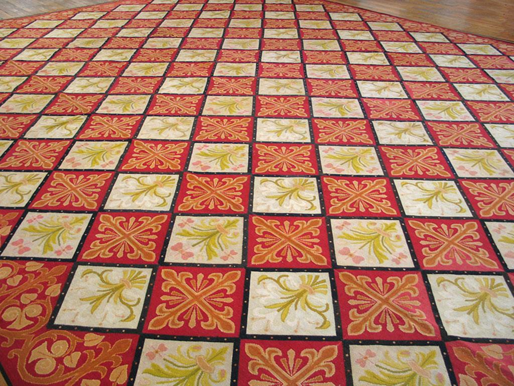 Wool 19th Century French Needlepoint Carpet ( 13'8