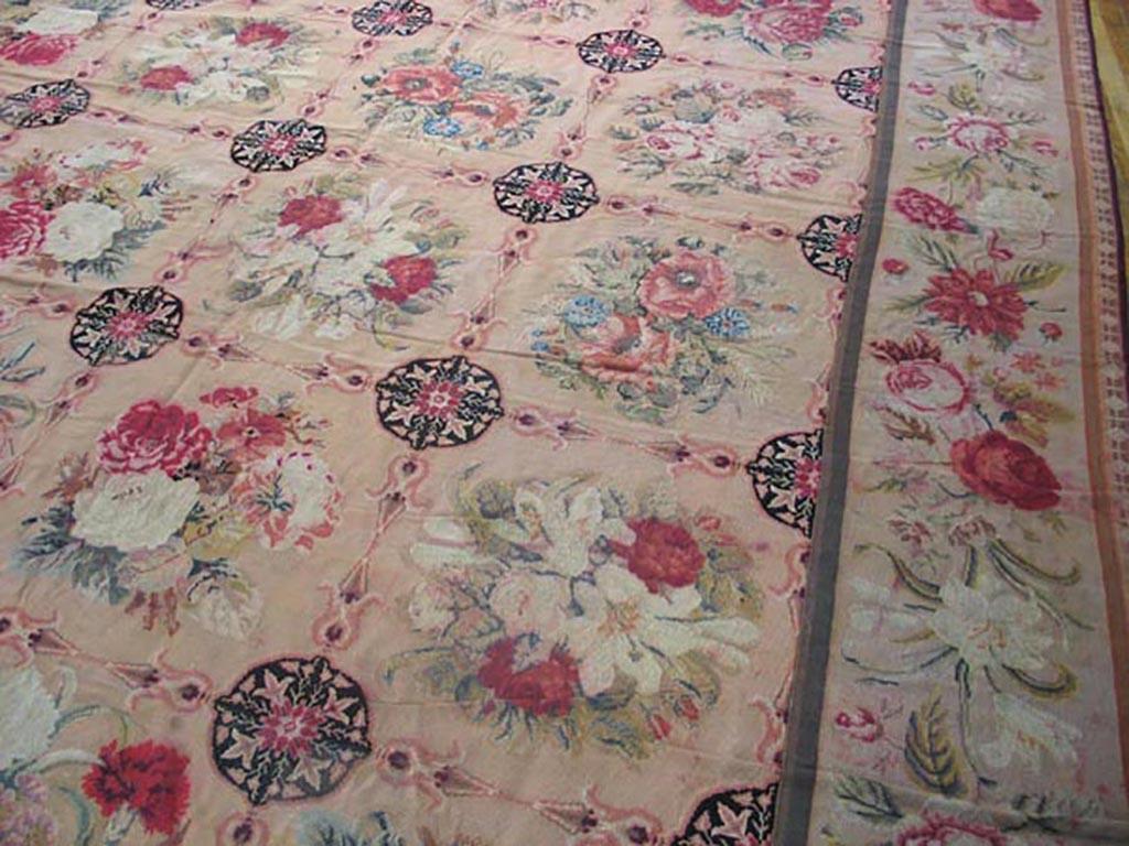 Englischer Gobelinstickerei-Teppich des 19. Jahrhunderts ( 17'4