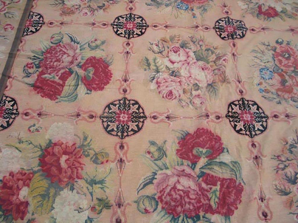Late 19th Century 19th Century English Needlepoint Carpet ( 17'4