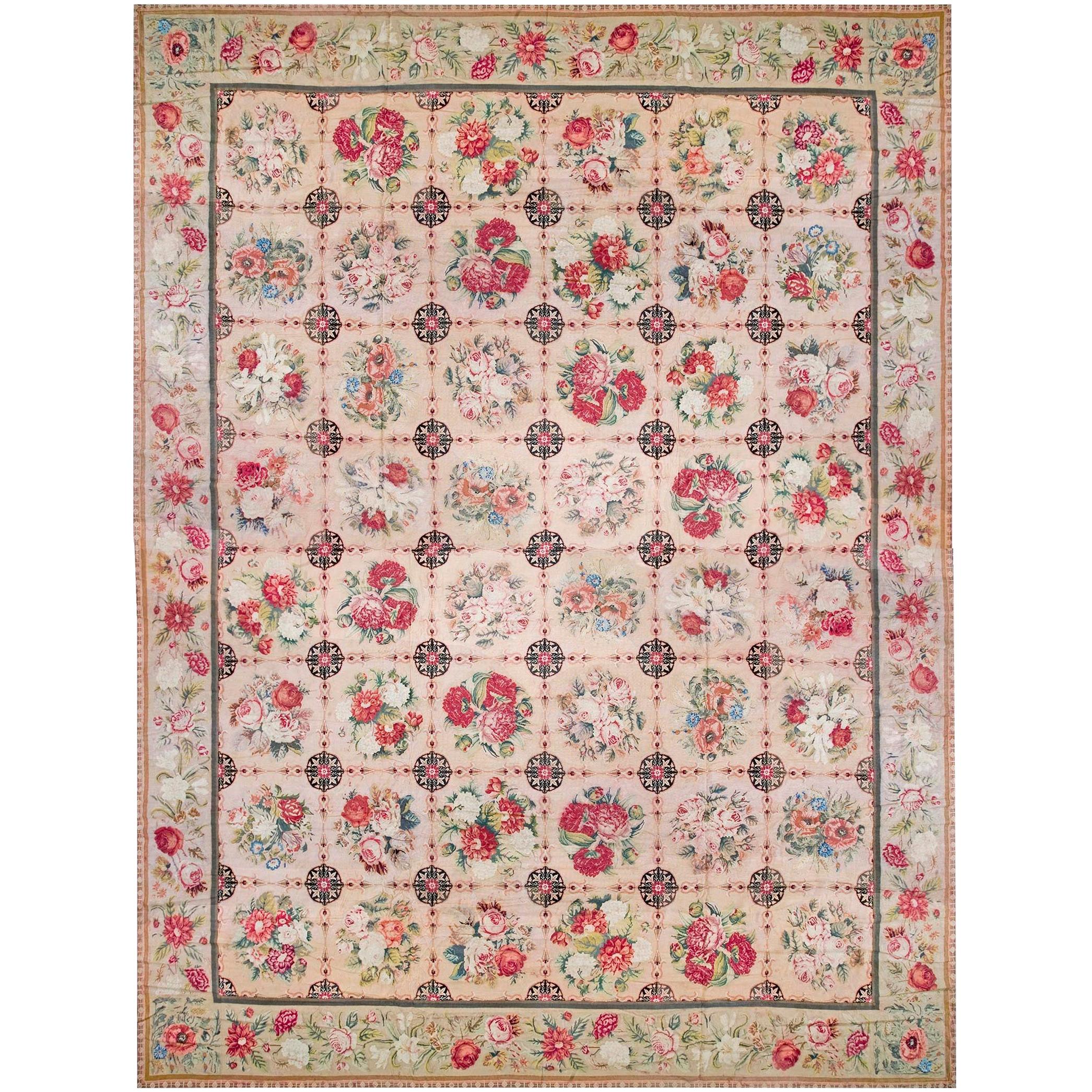 19th Century English Needlepoint Carpet ( 17'4" x 24'3" -528 x 739 ) For Sale
