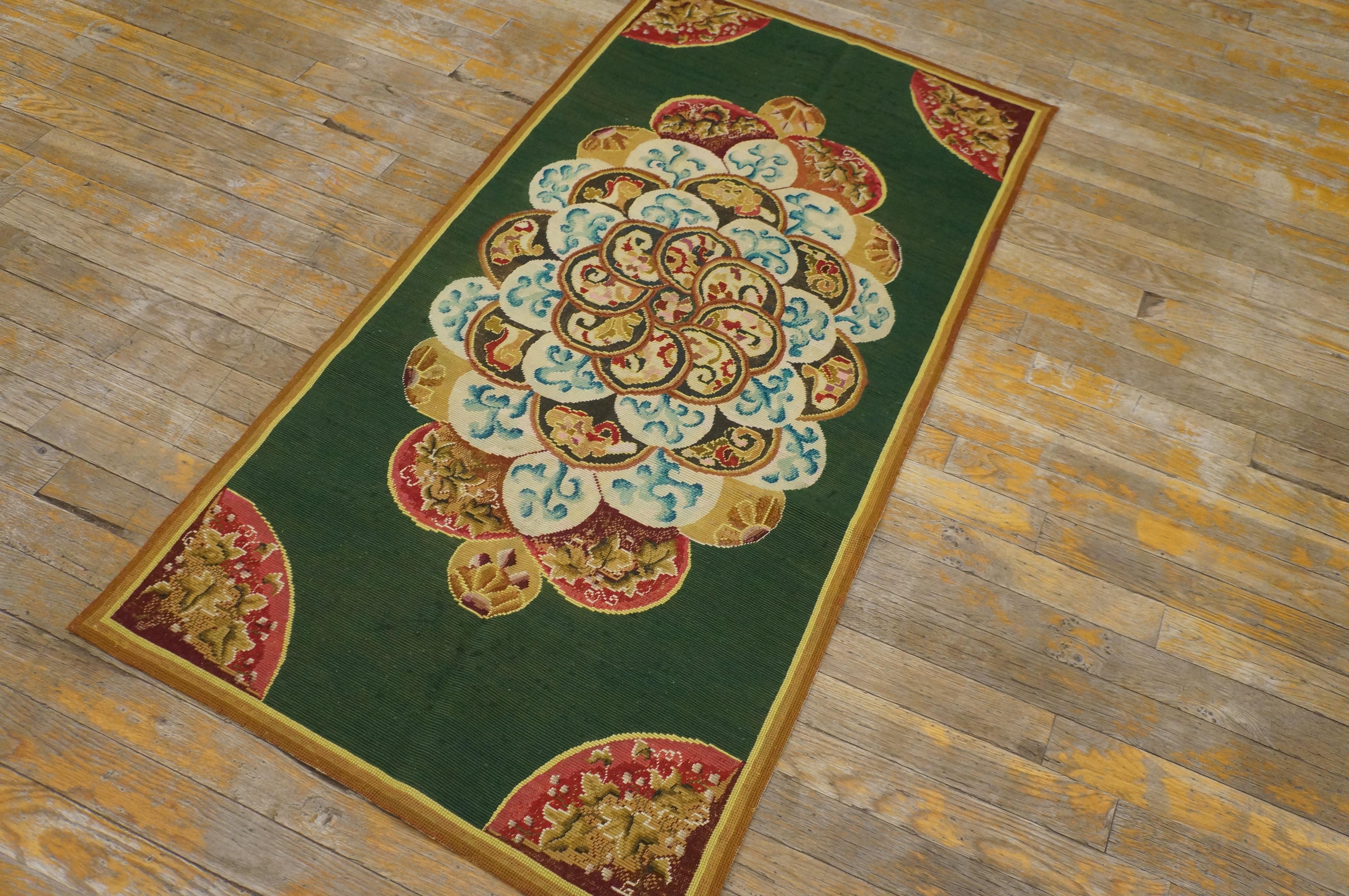 Antique European needlepoint rug, size: 2'1