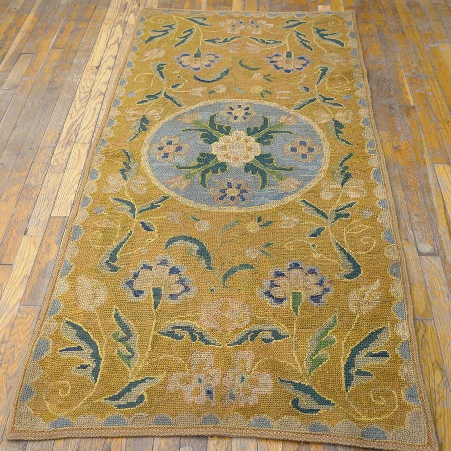Mid-18th Century Portuguese Arraiolos Needlepoint Carpet 
Measuring 3'2