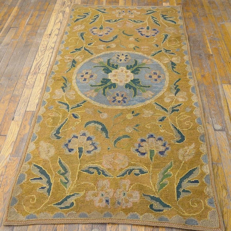 Antique European needlepoint rug, size: 3'2