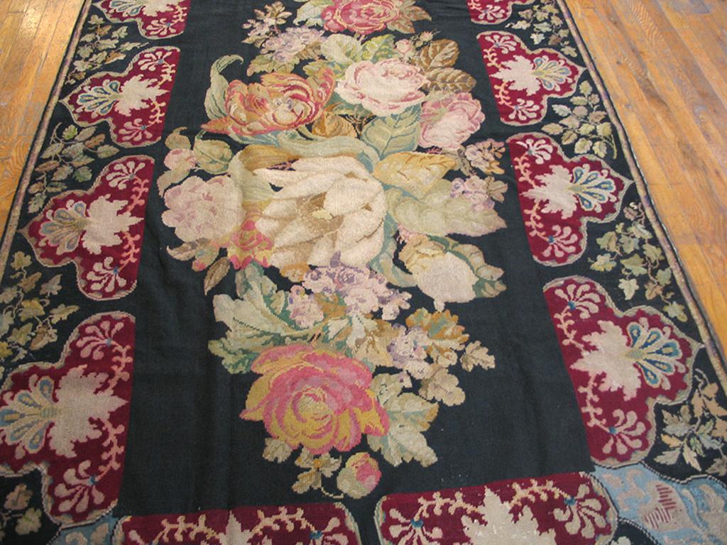 Wool 19th Century French Needlepoint Carpet ( 5'2