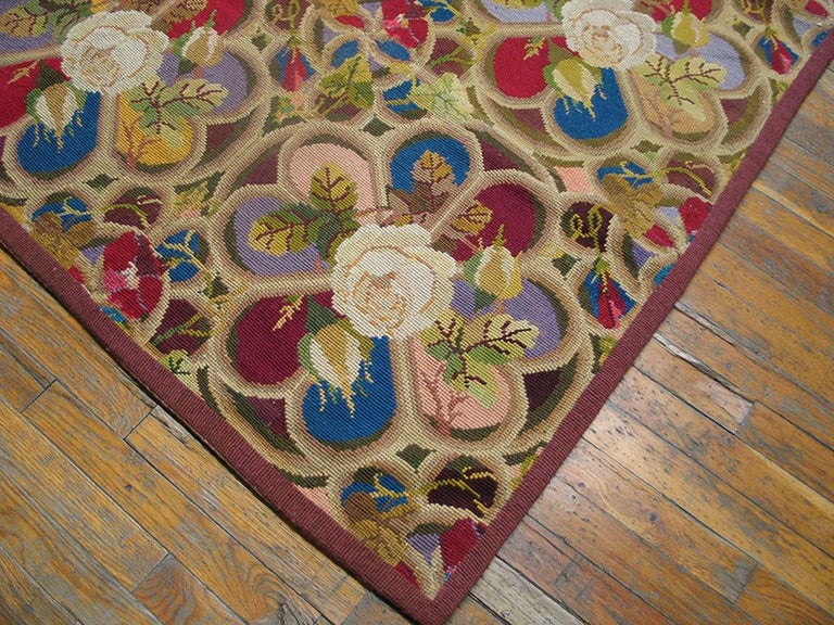 Antique European Needlepoint Rug at 1stDibs