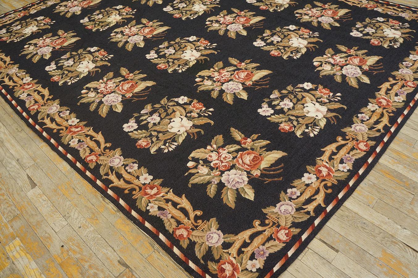 Wool 1980s Vintage Needlepoint Carpet ( 7'10'' x 9'6''- 240 x 290 ) For Sale