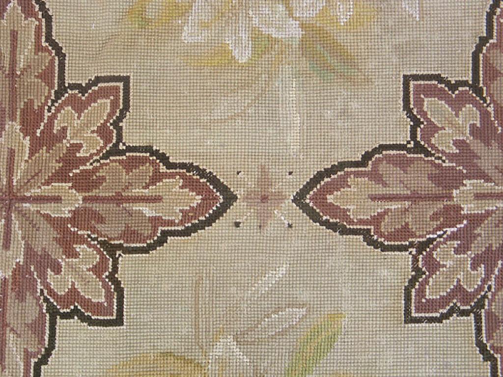 Wool 19th Century French Needlepoint Carpet ( 7'4