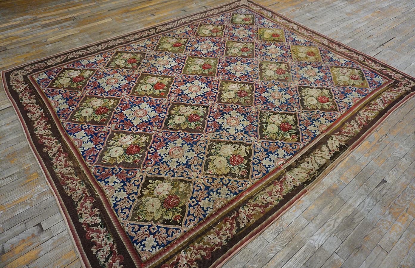 Englischer Gobelinstickerei-Teppich aus dem 19. Jahrhundert ( 7'6